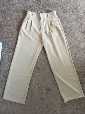 GAP High-Waisted Cream Pleated Chino Pants